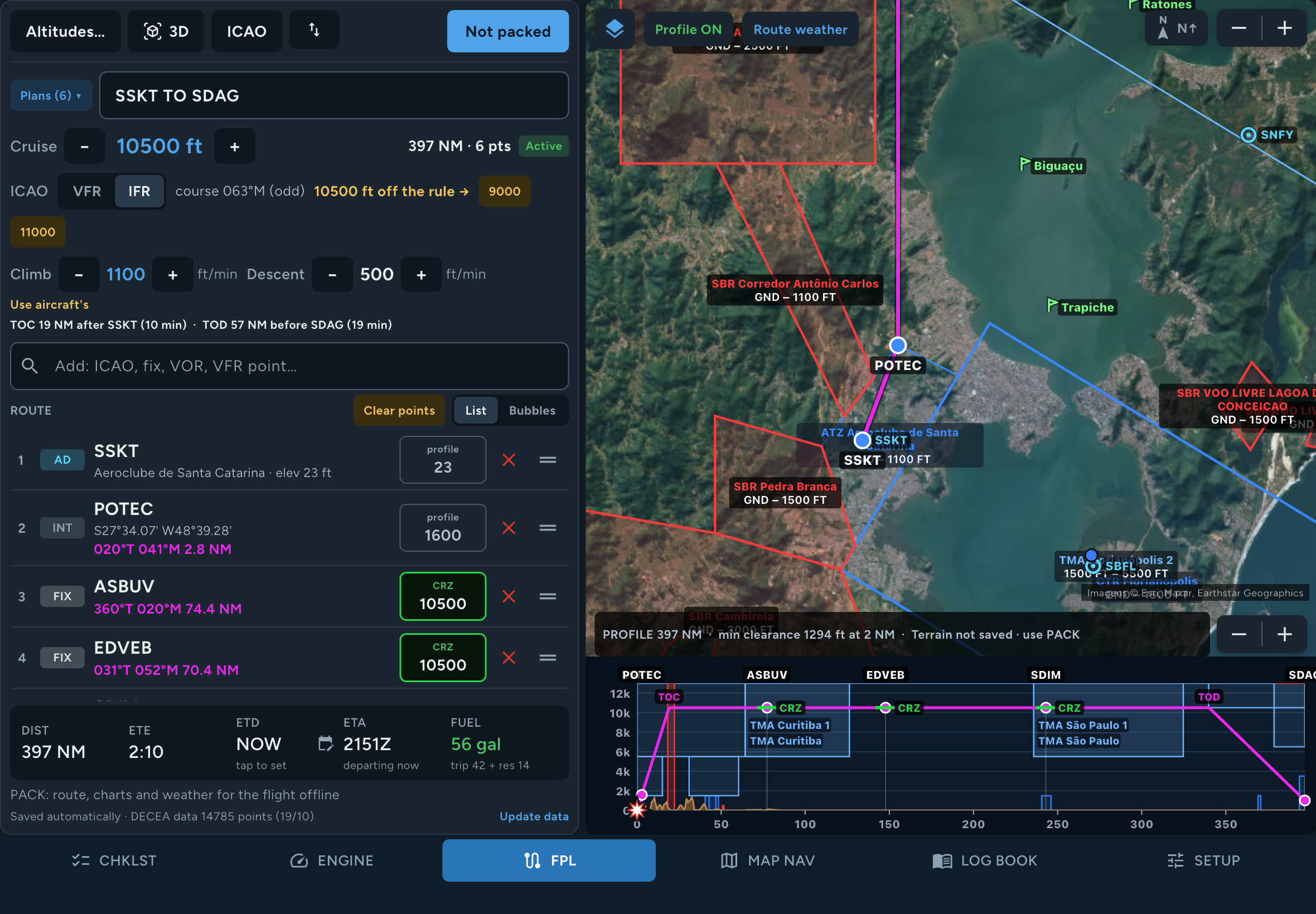 Veja os detalhes de cada trecho no app FlightMate para iPad