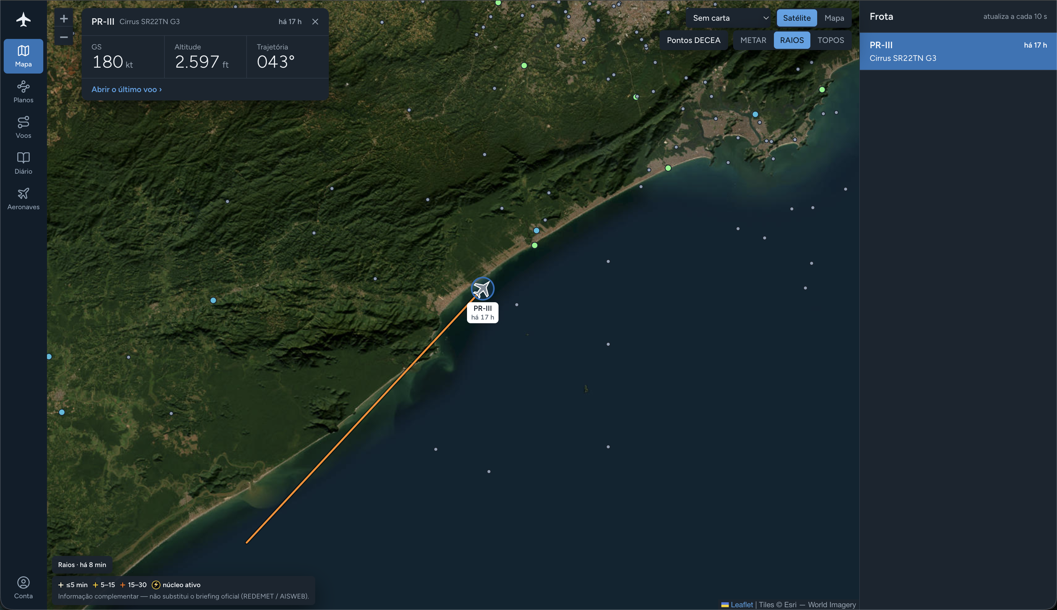 Sua frota no mapa na plataforma web FlightMate